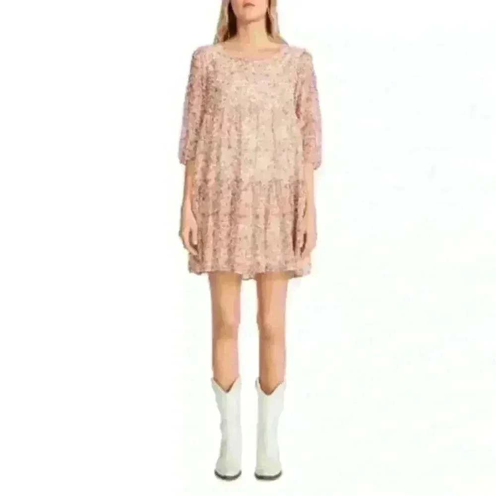 BB Dakota Steve Madden Ivory Baby Love Floral Pullover Mini Dress Size XS NWT